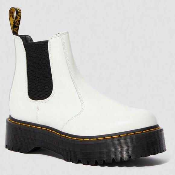 Dr. Martens Other - Dr. Martens 2976 Quad White Platform Chelsea Smooth Leather Boots US 7 Men